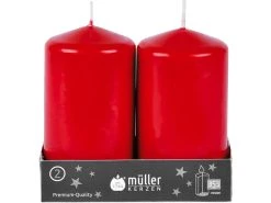 Bestpreis ✔️ Stumpenkerzen - 6,5/12 cm in rot 🥰