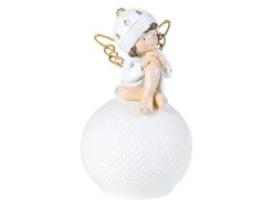 Aktion ✨ LED-Engel auf Kugel "Natur" - 9/18/9 cm in weiß 🌟