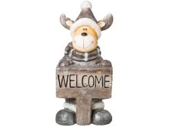Am billigsten 🤩 LED-Outdoorfigur Rentier Welcome "Natur" - 27,5/49,5/23 cm in mehrfarbig ⌛