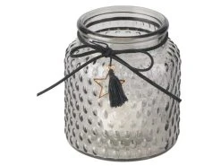 Blitzangebot ✔️ Kerzenglas "Black & White" - 10/11 cm in dunkelgrau ✔️