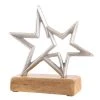 Bester Verkauf 🔥 Casa Nova Doppelstern auf Holzbasis "Natur" - 17/19/5 cm in silberfarben 🛒