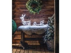 Bestpreis ✨ LED-Rentier mit Schlitten - 130/38/16 cm in transparent ⭐