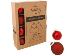 Coupon ✨ Glaskugeln - 12-teilig in dunkelrot 🌟