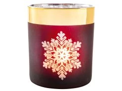 Bestpreis 🔔 Kerzenglas Schneeflocken "Tradition" - 9/10 cm in rot 👏
