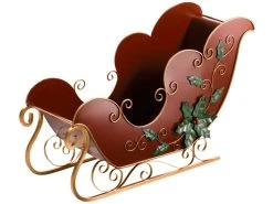 Blitzangebot 🛒 Schlitten Mistelzweigdeko "Tradition" - 45/16/29 cm in rot ⌛