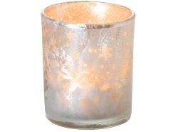 Blitzangebot 👍 Kerzenglas mit Bäumen "Silber" - 7/8 cm in silberfarben 🎉