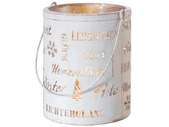 Bester Verkauf 😍 Laterne mit Schriften "Silber" - 15/18 cm in weiß ⭐