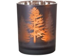 Am billigsten 💯 Kerzenglas Baumdesign "Silber" - 10/12,5 cm in dunkelgrau 🧨