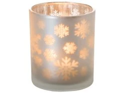 Bester Verkauf ✨ Kerzenglas Schneeflocken "Silber" - 7/8 cm in grau 💯