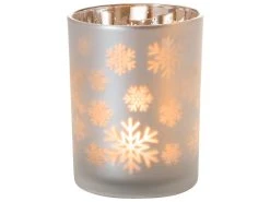 Bester Verkauf 🥰 Kerzenglas Schneeflocken "Silber" - 10/12,5 cm in grau ✨