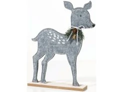 Billig ⌛ Filzbambi auf Holzbasis "Silber" - 24/31 cm in grau 😀