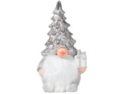 Billig 🌟 Wichtel mit Zapfenmütze "Silber" - 43 cm in silberfarben 🎉