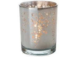 Bestpreis 🛒 Kerzenglas Sterndekor "Silber" - 10/12,5 cm in silberfarben 🎁