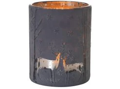 Bestes Angebot 💯 Kerzenglas Rentiere "Silber" - 10/12 cm in dunkelblau ❤️