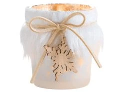 Aktion ⭐ Kerzenglas mit weißem Fell "Silber" - 5,5/6,5 cm 👍