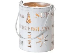 Auslauf ⌛ Laterne mit Schriften "Silber" - 10/13 cm in weiß 🛒