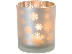 Auslauf 🧨 Kerzenglas Schneeflocken "Silber" - 9/10 cm in grau 🥰