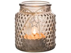 Angebote 🧨 Kerzenglas mit Sternanhänger "Silber" - 10/11 cm in mittelgrau ⌛