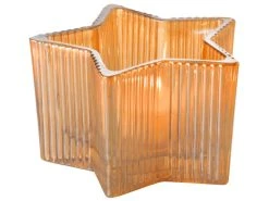 Brandneu 👍 Teelichtglas Sternform "Natur" - 10/6,5 cm in braun ⭐