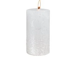 Schlussverkauf ⭐ Stumpenkerze "Silber" - 7/11 cm in weiß ✔️