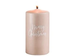 Bester Verkauf 🥰 Stumpenkerze Merry Christmas "Natur" - 7/13 cm in braun ❤️