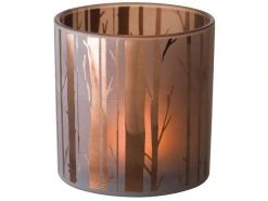 Budget 👍 Kerzenglas mit Bäumen "Natur" - 15/15 cm in braun ❤️