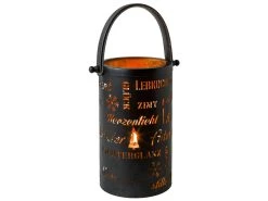 Aktion ✔️ Laterne mit Schriften "Black&White" - 15/26 cm in schwarz 🔔