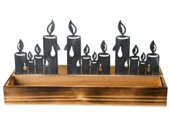 Bestpreis ✨ Tablett mit Kerzendeko "Black&White" - 36/18/14 cm in schwarz ❤️