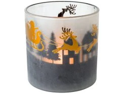 Bestpreis ✨ Kerzenglas mit Rentierschlitten "Black&White" - 15/15 cm in weiß 🥰