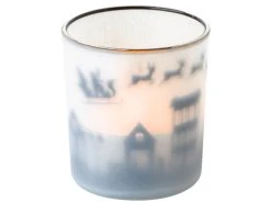 Großhandel ⭐ Kerzenglas mit Rentiere/Häuser "Black&White" - 7/8 cm in weiß 🧨