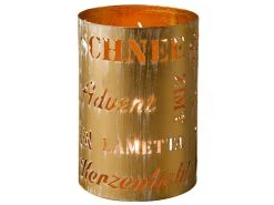 Bestpreis ✔️ Laterne mit Schriften "Klassik" - 10/15 cm in goldfarben 🛒