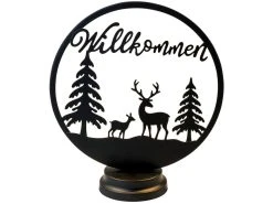 Rabatt 👍 LED-Metalldeko Willkommen "Black&White" - 30/34 cm in schwarz 🥰