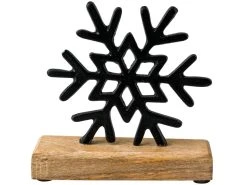 Aktion ❤️ Schneeflocke auf Holzbasis "Black&White" - 14/15 cm in schwarz 🎉