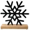 Bester Verkauf 🌟 Schneeflocke auf Holzbasis "Black&White" - 19/19 cm in schwarz 😀