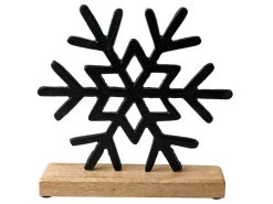 Bester Verkauf 🌟 Schneeflocke auf Holzbasis "Black&White" - 19/19 cm in schwarz 😀