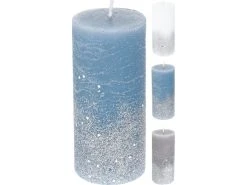 Bestes Angebot ❤️ Stumpenkerze mit Glitter "Silber" - 5/11 cm in mehrfarbig ✔️