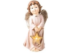 Schlussverkauf 🔔 Engel mit LED Stern "Klassik" - 30,5 cm in rosa 🛒