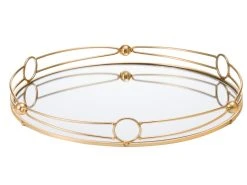 Rabatt ✔️ Tablett mit Spiegelplatte "Klassik" - 30/3,7 cm in goldfarben 🔥