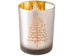 Schlussverkauf 💯 Kerzenglas mit Bäumen "Klassik" - 10/12,5 cm in grau ⭐