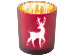 Budget 😀 Kerzenglas Rentiere "Klassik" - 7,3/8 cm in rot 🛒