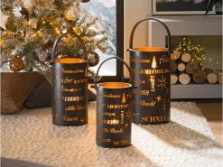 Aktion ✔️ Laterne mit Schriften "Black&White" - 15/26 cm in schwarz 🔔 -Weihnachtsdeki Verkaufe 6930111 0646844 1 24855027