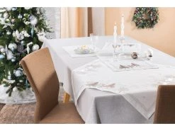 Brandneu 😀 Decore Tischdecke X-Mas Hirsch - 82x82 cm in silberfarben ✨ -Weihnachtsdeki Verkaufe 6935813 0649671 1 24901119